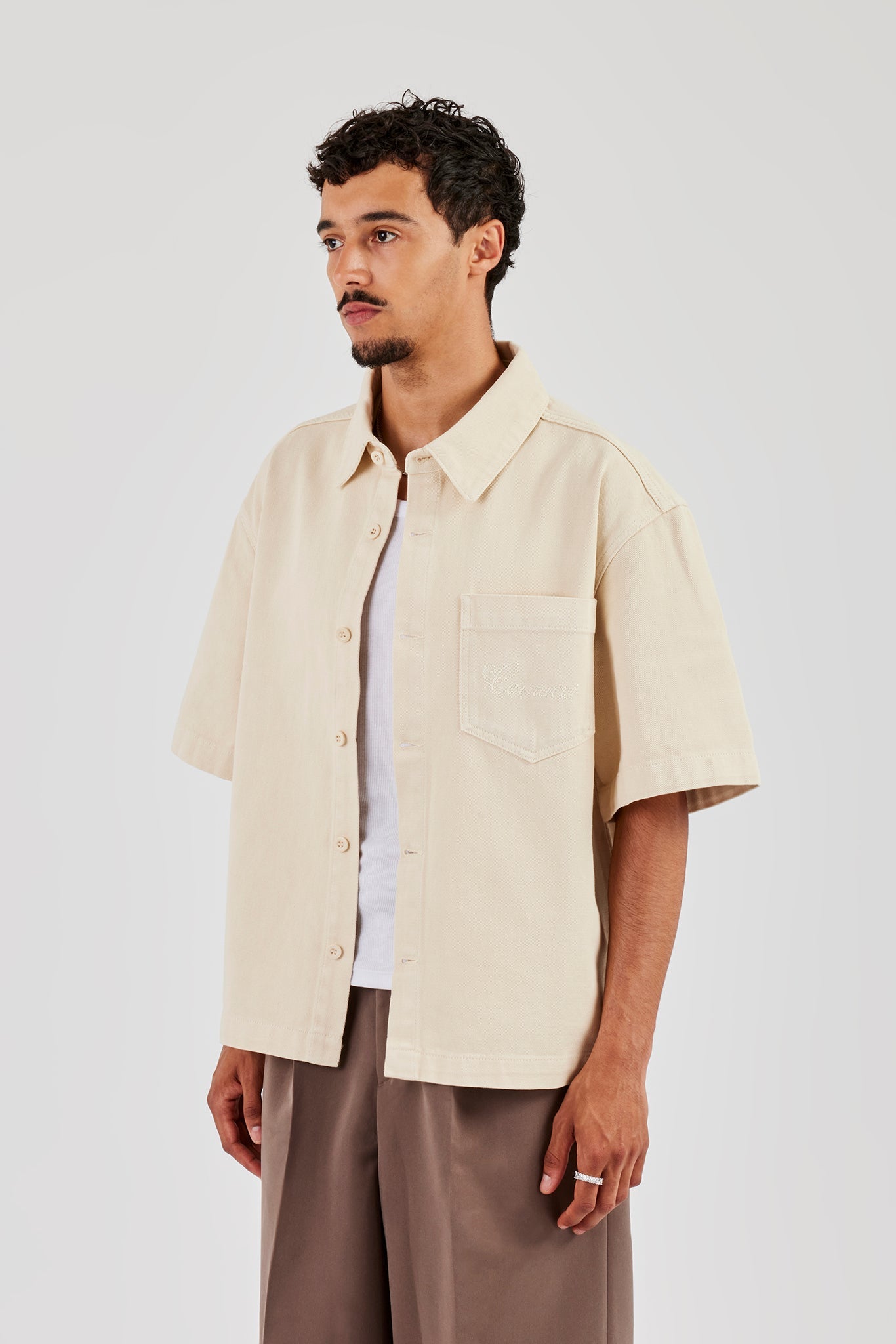 Boxy Ecru Denim Shirt